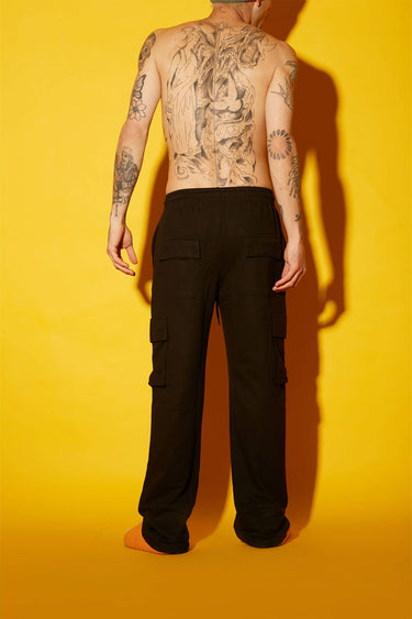 Black utility straight fit pant by Bonkers Corner, showcasing a slim, straight-leg design with multiple utility pockets.