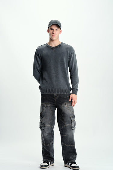 Black wash workwear cargo jeans by Bonkers Corner with multiple pockets and durable denim fabric.