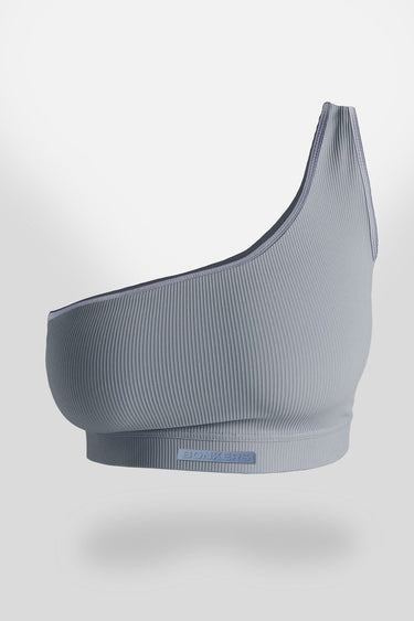 Blue ribbed one-shoulder top from Bonkers Corner, featuring a fitted design and stylish neckline.
