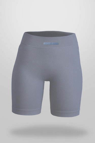 Blue Heaven ribbed workout shorts by Bonkers Corner, shown in XS size with a comfortable, stretchy ribbed fabric design.