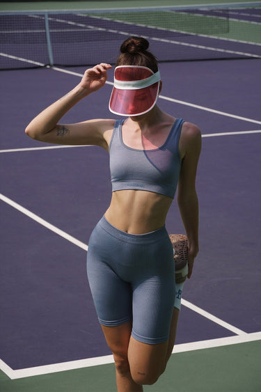 Blue Heaven Sporty Ribbed Crop Top from Bonkers Corner, featuring a fitted ribbed fabric and sporty style.