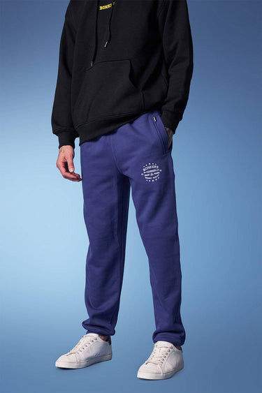 Blue heavyweight joggers from Bonkers Corner featuring a relaxed fit and comfortable design for casual wear.