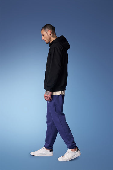 Blue heavyweight joggers from Bonkers Corner featuring a relaxed fit and comfortable elastic waistband.