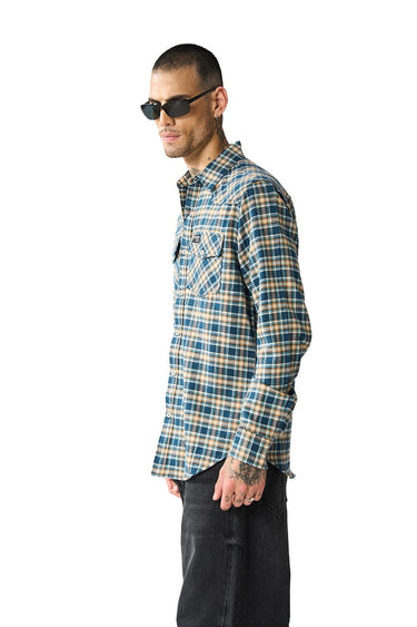 Blue Prussian regular fit shirt by Bonkers Corner, showing long sleeves, button front, and classic collar on a plain background.