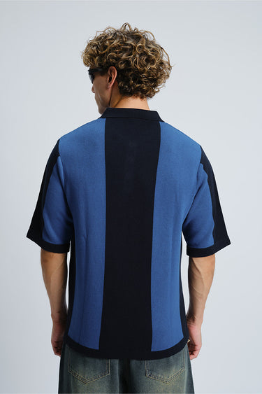 Bonkers Corner BNKRS Legacy Knit Polo in XS, showing a casual men's knit polo shirt with a classic collar and textured fabric.