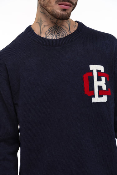 Bonkers Corner varsity crewneck sweatshirt in XS with striped cuffs and collar, casual and comfortable athletic style.