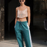 Bottle green sporty straight fit pants by Bonkers Corner, shown in a casual style with a comfortable fit.