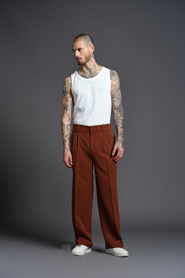 Brown Loose Fit Tailored Trouser - BonkersCorner