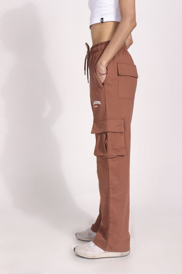 Brown Bonkers Corner utility straight fit pant shown on a model, featuring a casual, versatile design with multiple pockets.