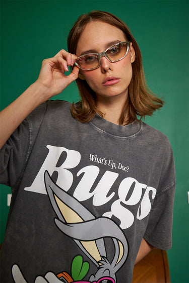 Bonkers Corner Bugs On Call oversized T-shirt in XS, featuring colorful insect graphic on soft fabric.