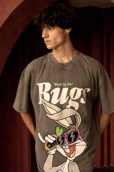 Bonkers Corner Bugs On Call oversized T-shirt featuring colorful bug illustrations on soft cotton fabric.