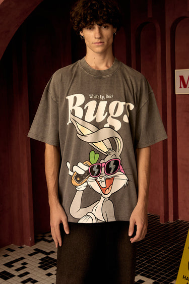 Bonkers Corner Bugs On Call oversized T-shirt featuring a colorful bug-themed graphic on soft fabric.