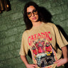 Bonkers Corner beige oversized T-shirt with relaxed fit and short sleeves, casual style, and minimalistic design.