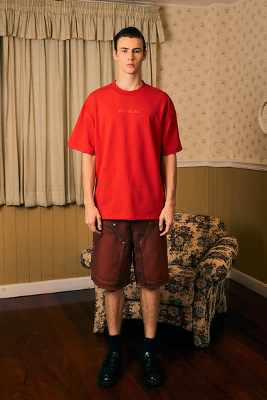 Bonkers Corner oversized red flag T-shirt, certified, with bold red flag graphic on front, relaxed fit, casual streetwear style.