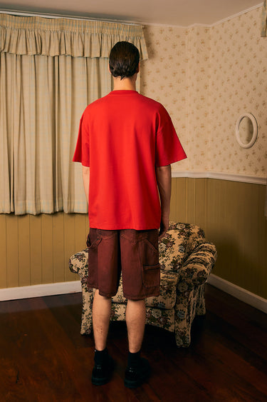 Bonkers Corner Certified Red Flag oversized T-shirt, featuring bold red flag graphic on soft cotton fabric, casual streetwear style