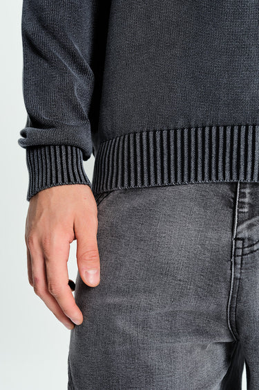 Bonkers Corner charcoal crewneck sweatshirt in XS, featuring a soft fabric and classic fit, displayed on a hanger.