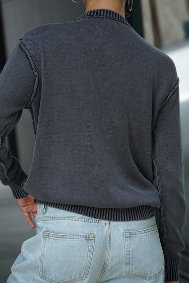 Bonkers Corner Charcoalcast crewneck sweatshirt displayed flat with visible ribbed cuffs and neckline, soft fabric texture, and subtle branding.