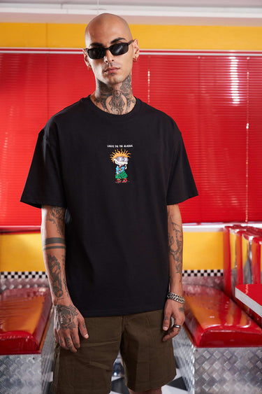 Bonkers Corner oversized T-shirt featuring Chuckie embroidery in a relaxed fit, casual streetwear style for everyday wear.