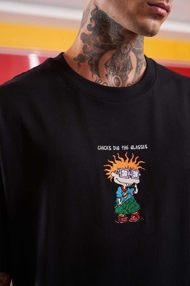 Bonkers Corner oversized Chuckie embroidery T-shirt featuring a large colorful cartoon character design on soft fabric.