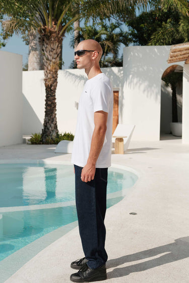 Bonkers Corner white Supima cotton relaxed fit T-shirt, lightweight and soft, with a classic crew neckline and short sleeves.
