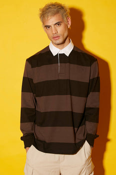 Bonkers Corner Coco striped collared full sleeves T-shirt with a casual design and buttoned collar, suitable for everyday wear.