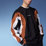 Bonkers Corner colourblock cut & sew crewneck sweatshirt in XS, featuring bold colorblock design and comfortable fit.