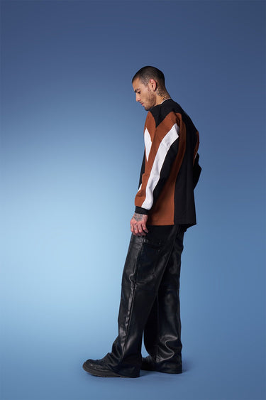 Bonkers Corner colourblock cut & sew crewneck sweatshirt in XS with vibrant colorblock design and comfortable fit.