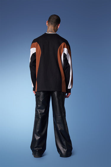 Bonkers Corner colorblock cut and sew crewneck sweatshirt in XS, featuring bold color blocks and comfortable fit.