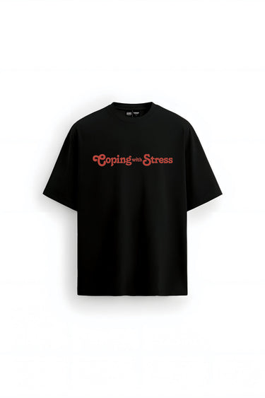 Bonkers Corner oversized T-shirt featuring a stress coping design, casual fit, and comfortable fabric for relaxed wear.