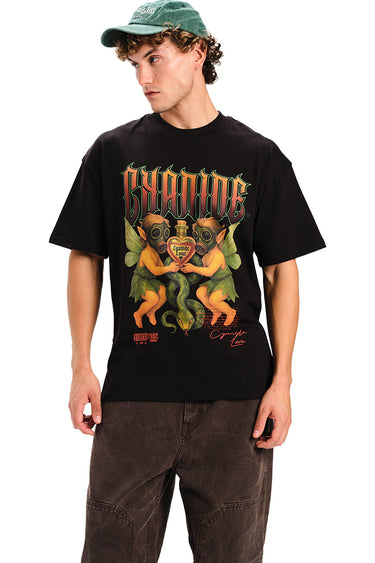 Bonkers Corner oversized Cyanide Love T-shirt in XS with graphic print, casual fit, and bold design on soft fabric.
