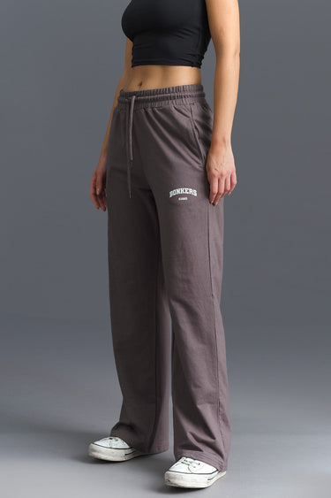 Dark Shadow Wide-Leg Sweatpants by Bonkers Corner, showing relaxed fit with elastic waistband and tapered legs, casual and comfortable style.
