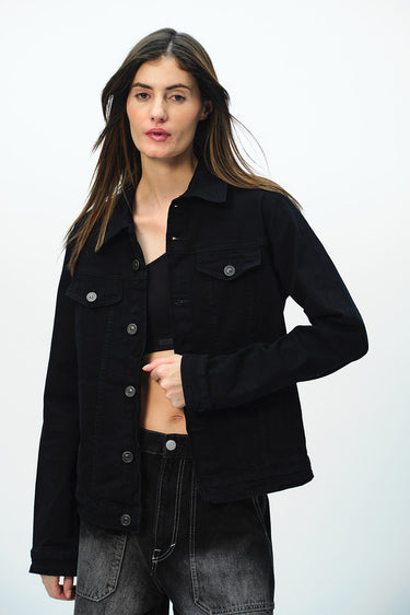 Bonkers Corner denim jacket in light wash, featuring classic collar, button closure, and side pockets, casual and stylish.