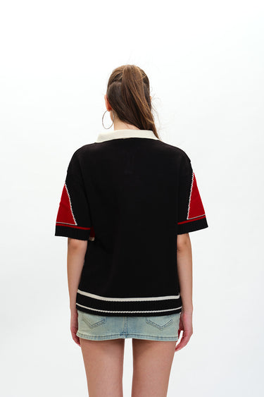 Bonkers Corner drip knit polo shirt in XS with a textured knit pattern, casual men's or women's fashion top.