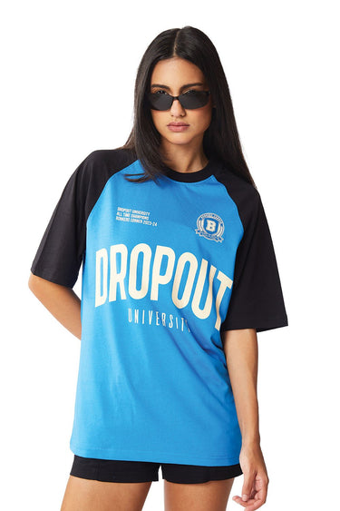 Bonkers Corner Dropout University oversized T-shirt in white, featuring a casual fit and university-inspired graphic design.