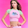 Bonkers Corner Dump Him Raglan Top in white and black with three-quarter sleeves, casual and stylish for everyday wear.