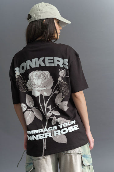 Bonkers Corner Embrace Your Inner Rose oversized T-shirt in white with rose graphic and relaxed fit.