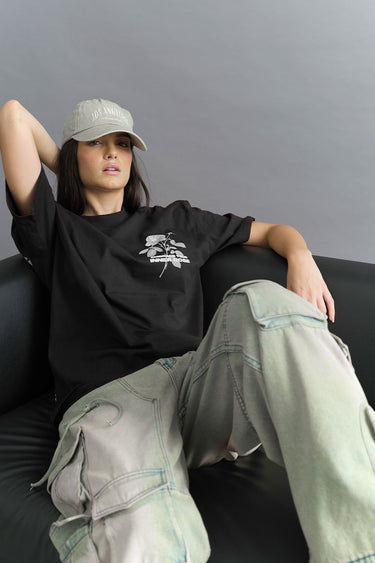 Bonkers Corner Embrace Your Inner Rose premium oversized T-shirt in XS with floral design and comfortable fit.