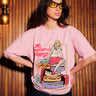 Bonkers Corner Emotional Baggage oversized T-shirt, light-colored fabric with printed design, casual fit for comfort and style.