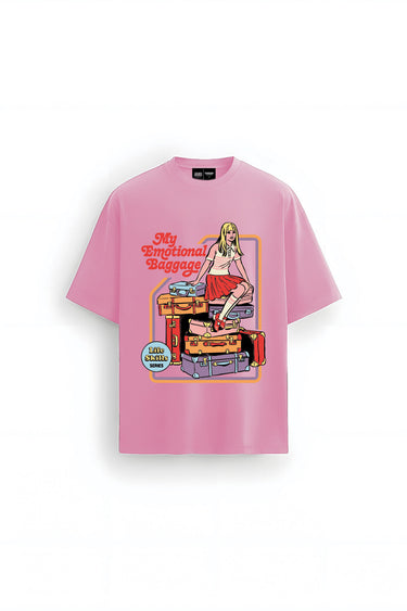 Bonkers Corner Emotional Baggage oversized T-shirt featuring bold printed design on soft fabric, casual fit, and comfortable style.