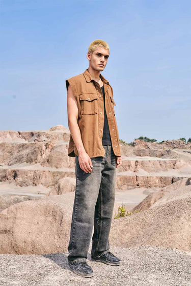 Faded grey baggy fit jeans by Bonkers Corner, relaxed style with a casual, worn-in look, displayed on a neutral background.