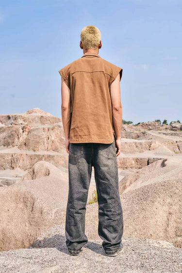 Faded grey baggy fit jeans by Bonkers Corner, showing relaxed fit with distressed details and classic denim texture.
