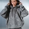 Faded grey hoodie by Bonkers Corner, featuring a relaxed fit and soft fabric, shown on a hanger.