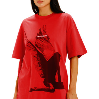 Bonkers Corner Fallen Angel oversized T-shirt featuring a graphic print, soft fabric, and relaxed fit in a casual streetwear style.