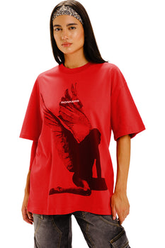 Bonkers Corner Fallen Angel oversized T-shirt featuring a graphic print, soft fabric, and relaxed fit in a casual streetwear style.