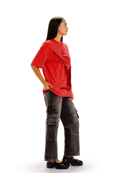 Bonkers Corner Fallen Angel oversized T-shirt featuring a graphic design, white fabric, and relaxed fit.