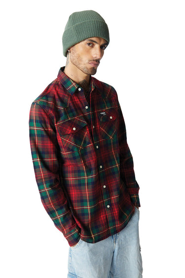 Green and red plaid regular fit shirt by Bonkers Corner, featuring a classic checkered pattern and button-down front.