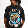 Grey Diabolik Panther oversized T-shirt by Bonkers Corner, featuring a relaxed fit with a bold panther graphic on the front.