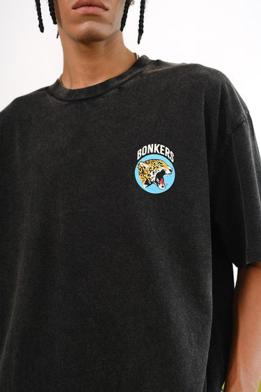 Grey Diabolik Panther oversized T-shirt by Bonkers Corner, featuring a large graphic print of a panther on the front.