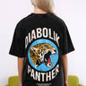Grey Diabolik Panther oversized T-shirt by Bonkers Corner featuring a bold panther graphic on soft cotton fabric.