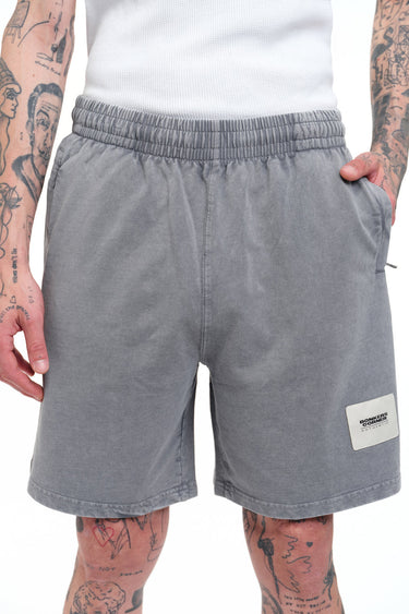 Pair of grey heavyweight faded shorts from Bonkers Corner with a relaxed fit and casual style, displayed on a plain background.